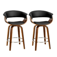2x Bar Stools Swivel PU Seat Wooden Furniture Kings Warehouse 