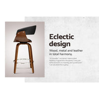 2x Bar Stools Swivel PU Seat Wooden Furniture Kings Warehouse 