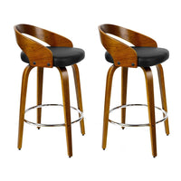 2x Bar Stools Swivel Seat Curving Backrest Furniture Kings Warehouse 