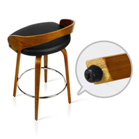 2x Bar Stools Swivel Seat Curving Backrest Furniture Kings Warehouse 