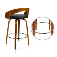 2x Bar Stools Swivel Seat Curving Backrest Furniture Kings Warehouse 