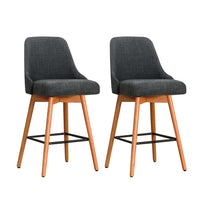2x Bar Stools Swivel Seat Wooden Charcoal Furniture Kings Warehouse 