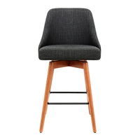 2x Bar Stools Swivel Seat Wooden Charcoal Furniture Kings Warehouse 