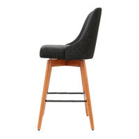 2x Bar Stools Swivel Seat Wooden Charcoal Furniture Kings Warehouse 