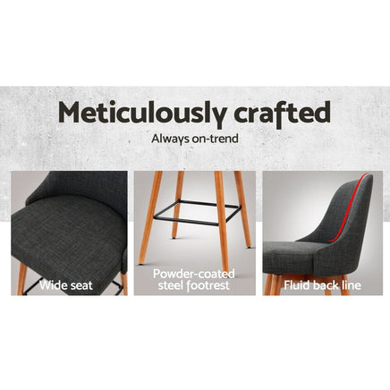 2x Bar Stools Swivel Seat Wooden Charcoal Furniture Kings Warehouse 