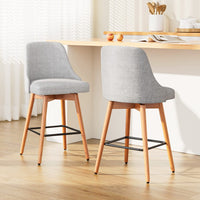 2x Bar Stools Swivel Seat Wooden Grey Furniture Kings Warehouse 