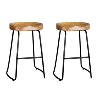 2x Bar Stools Tractor Seat 65cm Wooden Furniture Kings Warehouse 