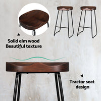 2x Bar Stools Tractor Seat 75cm Black Furniture Kings Warehouse 