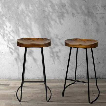 2x Bar Stools Tractor Seat 75cm Black Furniture Kings Warehouse 