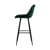 2x Bar Stools Velvet Chairs Green Furniture Kings Warehouse 