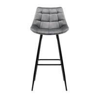 2x Bar Stools Velvet Chairs Grey Furniture Kings Warehouse 