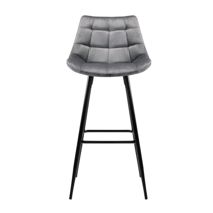 2x Bar Stools Velvet Chairs Grey Furniture Kings Warehouse 