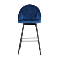 2x Bar Stools Velvet Swivel Metal Legs Blue Furniture Kings Warehouse 