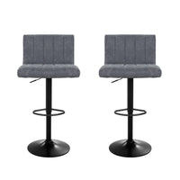 2x Bar Stools Vintage Leather Gas Lift Grey Furniture Kings Warehouse 