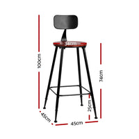 2x Bar Stools Vintage Metal Chairs Furniture Kings Warehouse 