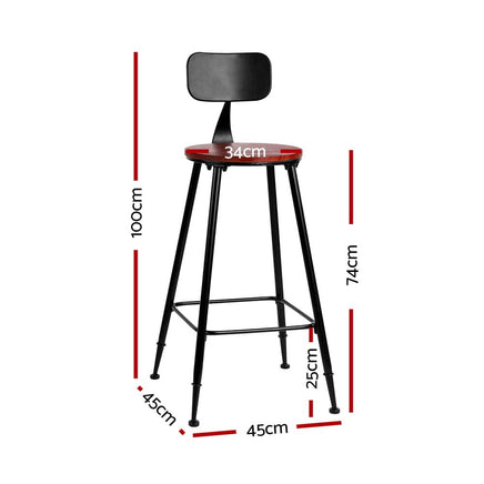 2x Bar Stools Vintage Metal Chairs Furniture Kings Warehouse 