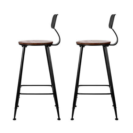 2x Bar Stools Vintage Metal Chairs Furniture Kings Warehouse 