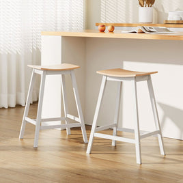 2x Bar Stools Wooden Chairs Oak Furniture Kings Warehouse 