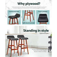 2x Bar Stools Wooden Stool Black Furniture Kings Warehouse 