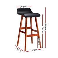 2x Bar Stools Wooden Stool Black Furniture Kings Warehouse 