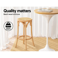 2x Bar Stoosl Rattan Seat Wooden Furniture Kings Warehouse 