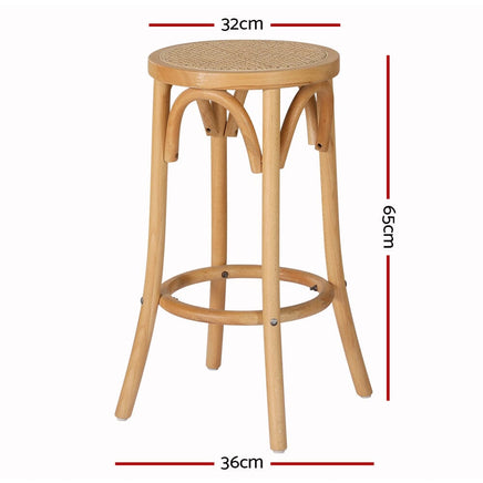 2x Bar Stoosl Rattan Seat Wooden Furniture Kings Warehouse 