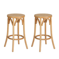 2x Bar Stoosl Rattan Seat Wooden Furniture Kings Warehouse 