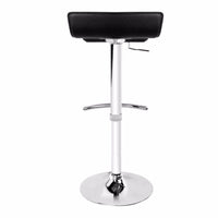 2X Black Bar Stools Faux Leather Low Back Adjustable Crome Base Gas Lift Slim Seat Swivel Chairs Furniture Kings Warehouse 