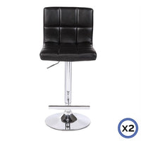 2X Black Bar Stools Faux Leather Mid High Back Adjustable Crome Base Gas Lift Swivel Chairs Furniture Kings Warehouse 