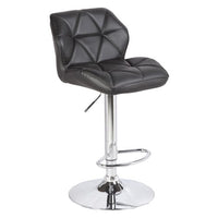 2X Black Bar Stools Faux Leather Mid High Back Adjustable Crome Base Gas Lift Swivel Chairs Furniture Kings Warehouse 