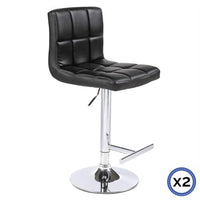 2X Black Bar Stools Faux Leather Mid High Back Adjustable Crome Base Gas Lift Swivel Chairs Furniture Kings Warehouse 