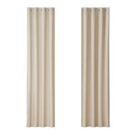 2X Blockout Curtains Blackout Window Curtain Eyelet 140x230cm Beige Kings Warehouse 