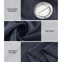 2X Blockout Curtains Blackout Window Curtain Eyelet 140x230cm Charcoal Kings Warehouse 
