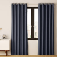 2X Blockout Curtains Blackout Window Curtain Eyelet 140x230cm Charcoal Kings Warehouse 