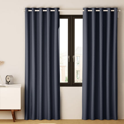 2X Blockout Curtains Blackout Window Curtain Eyelet 140x230cm Charcoal Kings Warehouse 