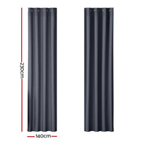 2X Blockout Curtains Blackout Window Curtain Eyelet 140x230cm Charcoal Kings Warehouse 