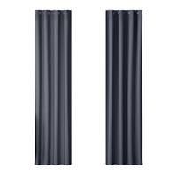 2X Blockout Curtains Blackout Window Curtain Eyelet 140x230cm Charcoal Kings Warehouse 