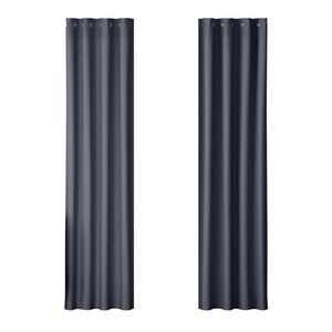 2X Blockout Curtains Blackout Window Curtain Eyelet 140x230cm Charcoal Kings Warehouse 