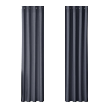 2X Blockout Curtains Blackout Window Curtain Eyelet 140x230cm Charcoal Kings Warehouse 