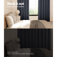 2X Blockout Curtains Blackout Window Curtain Eyelet 140x230cm Charcoal Kings Warehouse 