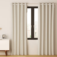 2X Blockout Curtains Blackout Window Curtain Eyelet 180x213cm Beige Kings Warehouse 