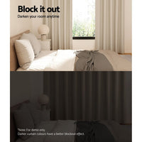 2X Blockout Curtains Blackout Window Curtain Eyelet 300x230cm Beige Kings Warehouse 