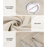 2X Blockout Curtains Blackout Window Curtain Eyelet 300x230cm Beige Kings Warehouse 