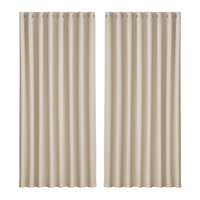 2X Blockout Curtains Blackout Window Curtain Eyelet 300x230cm Beige Kings Warehouse 