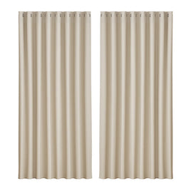 2X Blockout Curtains Blackout Window Curtain Eyelet 300x230cm Beige Kings Warehouse 