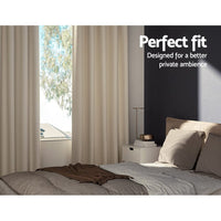 2X Blockout Curtains Blackout Window Curtain Eyelet 300x230cm Beige Kings Warehouse 