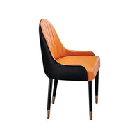 2X Dining Chair Orange Colour Leatherette Upholstery Black And Gold Legs Steel with Powder Coating Furniture Kings Warehouse 