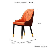 2X Dining Chair Orange Colour Leatherette Upholstery Black And Gold Legs Steel with Powder Coating Furniture Kings Warehouse 