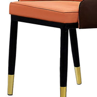 2X Dining Chair Orange Colour Leatherette Upholstery Black And Gold Legs Steel with Powder Coating Furniture Kings Warehouse 