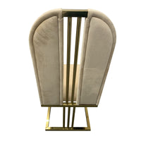 2X Dining Chair Stainless Gold Frame & Seat Beige Fabric Furniture Kings Warehouse 